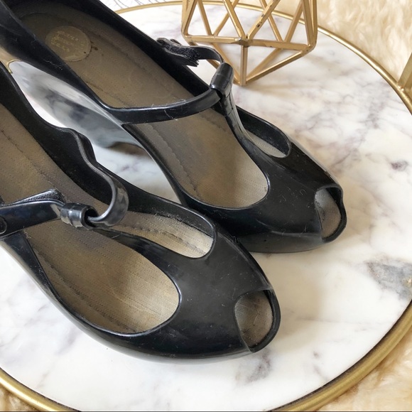 Melissa Shoes - Melissa • Jelly Peeptoe T- Strap Wedges